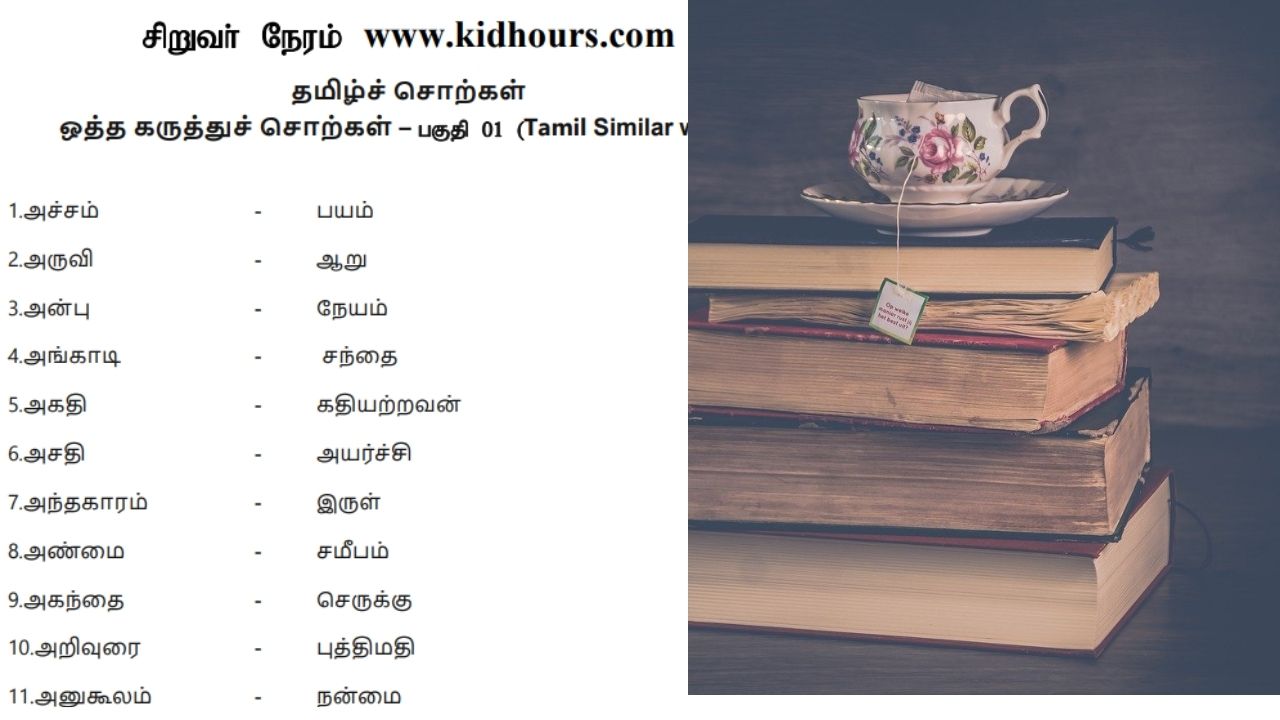  Tamil Similar Words Tamil Synonyms 