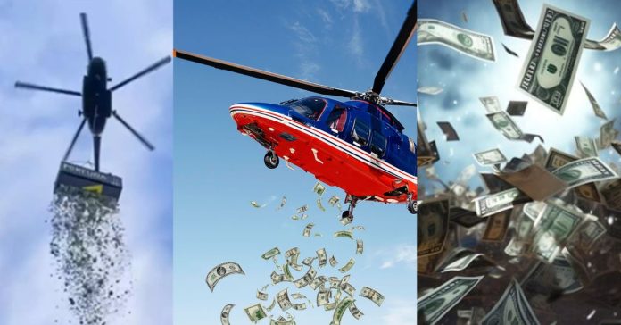 Miracle of Dropping US Dollars by Helicopter